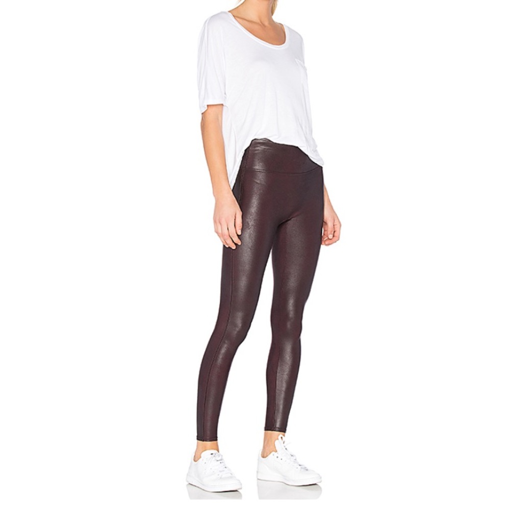Spanx Faux Leather Leggings in Wine